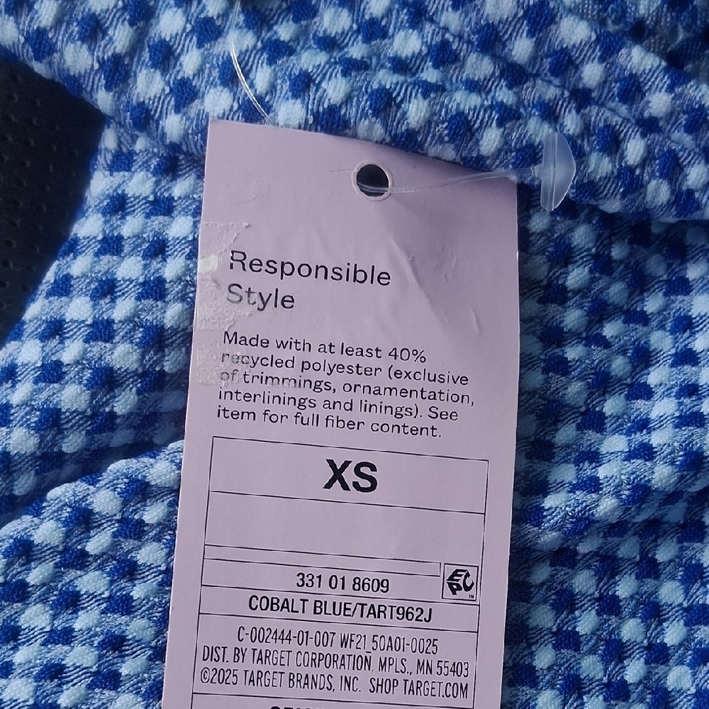 Wild Fable Blue Gingham Checkered Ruched Side Tie Tank Top XS NWT - Picture 5 of 7